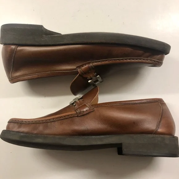 SALVATORE FERRAGAMO BROWN LEATHER LOGO DETAIL BIT LOAFERS Sz 7 EE MADE IN ITALY SALVATORE FERRAGAMO BROWN LEATHER LOGO DETAIL BIT LOAFERS Sz  main image 3